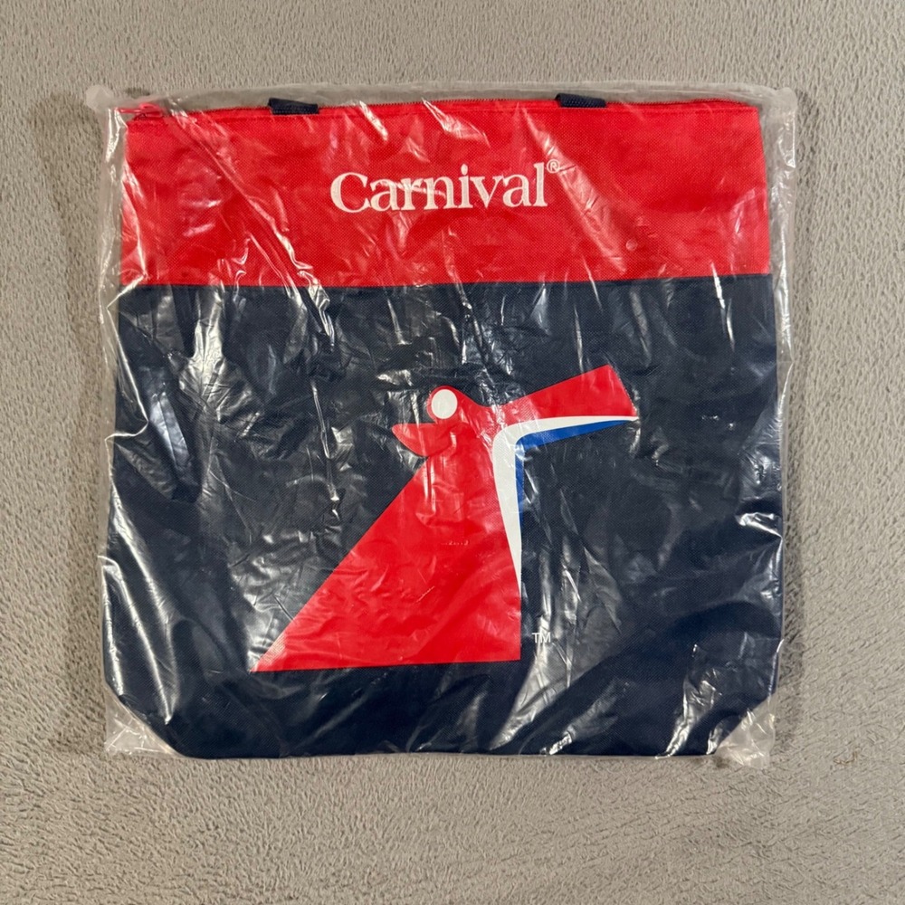Carnival Cruise Line Tote Bag Navy Red Whale‎ Tail Logo Travel Beach New